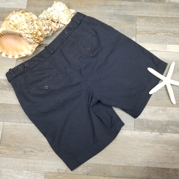 TALBOTS Stretch flat front Navy Blue Shorts Sz 4 - Picture 2 of 6